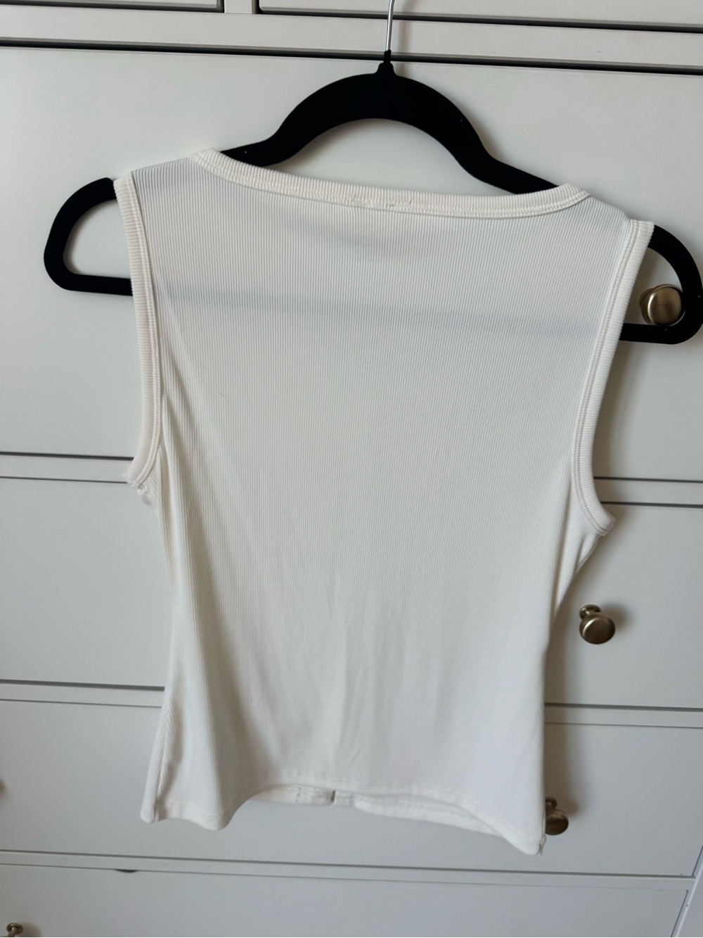 Abercrombie & Fitch Cream Ribbed Button-Front Tank - Picture 3 of 4
